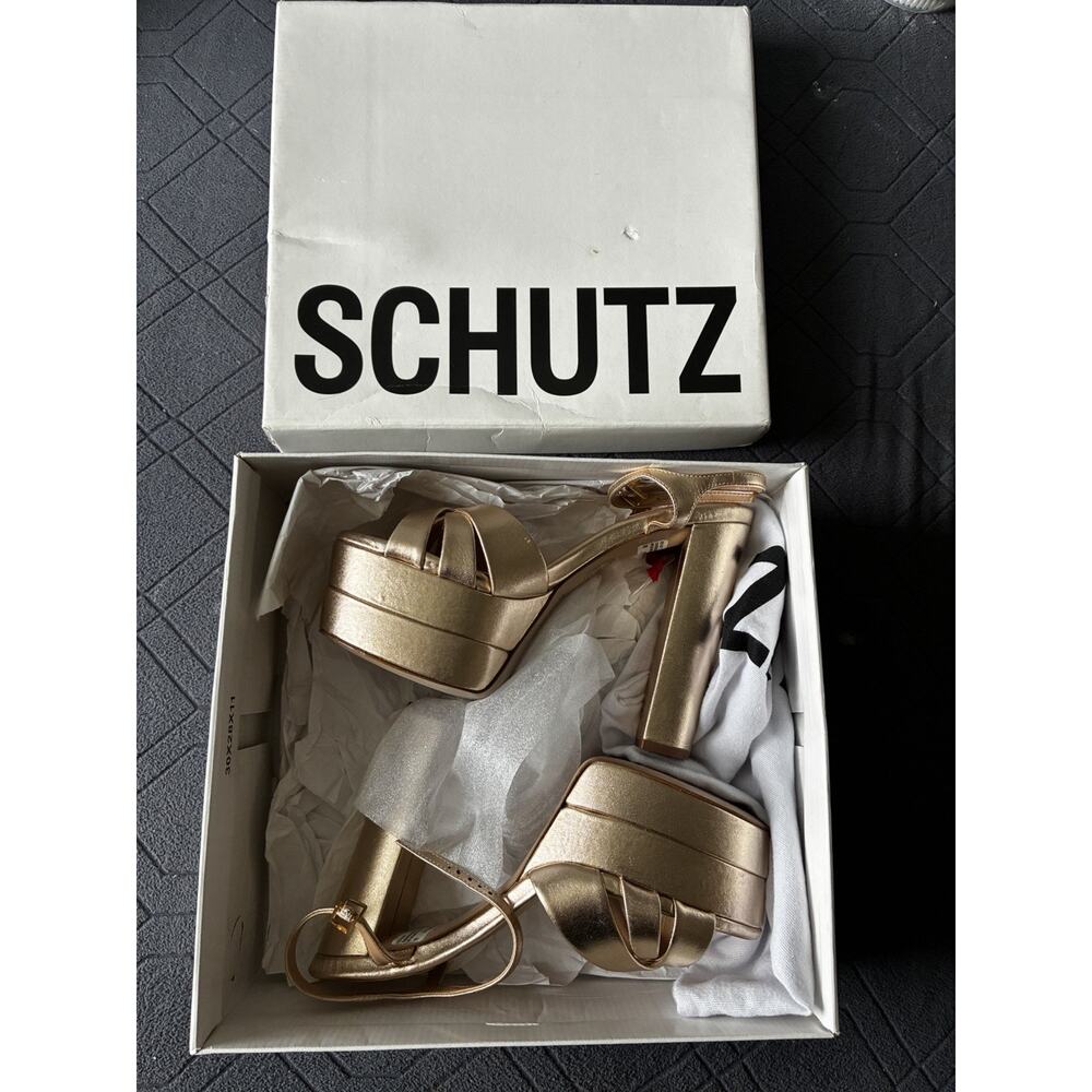 Schultz Keefa High Gold Metallic Heel Size 8 - Picture 9 of 10